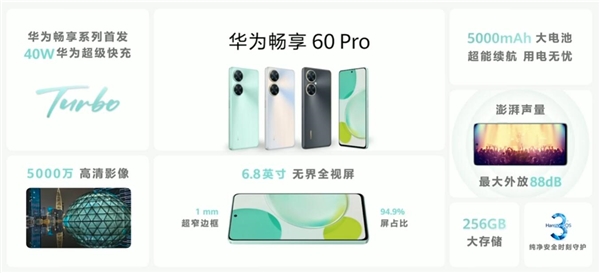 1mm窄边框天花板！华为畅享60 Pro发布：1599元起(图9)