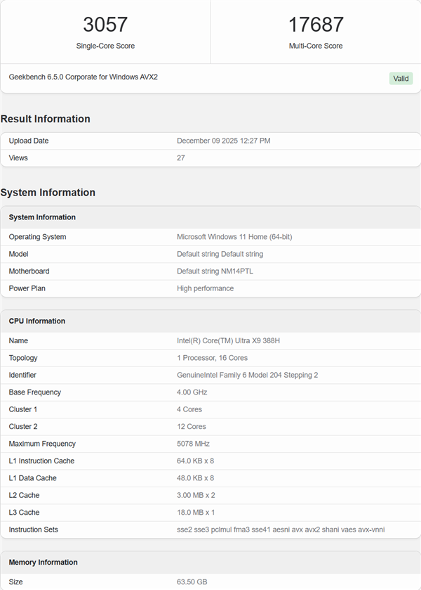 Intel旗舰酷睿Ultra X9 388H跑分:与AMD顶级Max+ 395相当!功耗还更低
